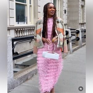 BLOGGERS FAV ZARA PINK FRINGE MIDI DRESS